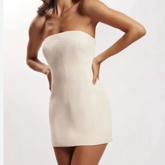 white christmas dresses Melodic Strapless Mini Dress Cream– Selfie Leslie main image 1
